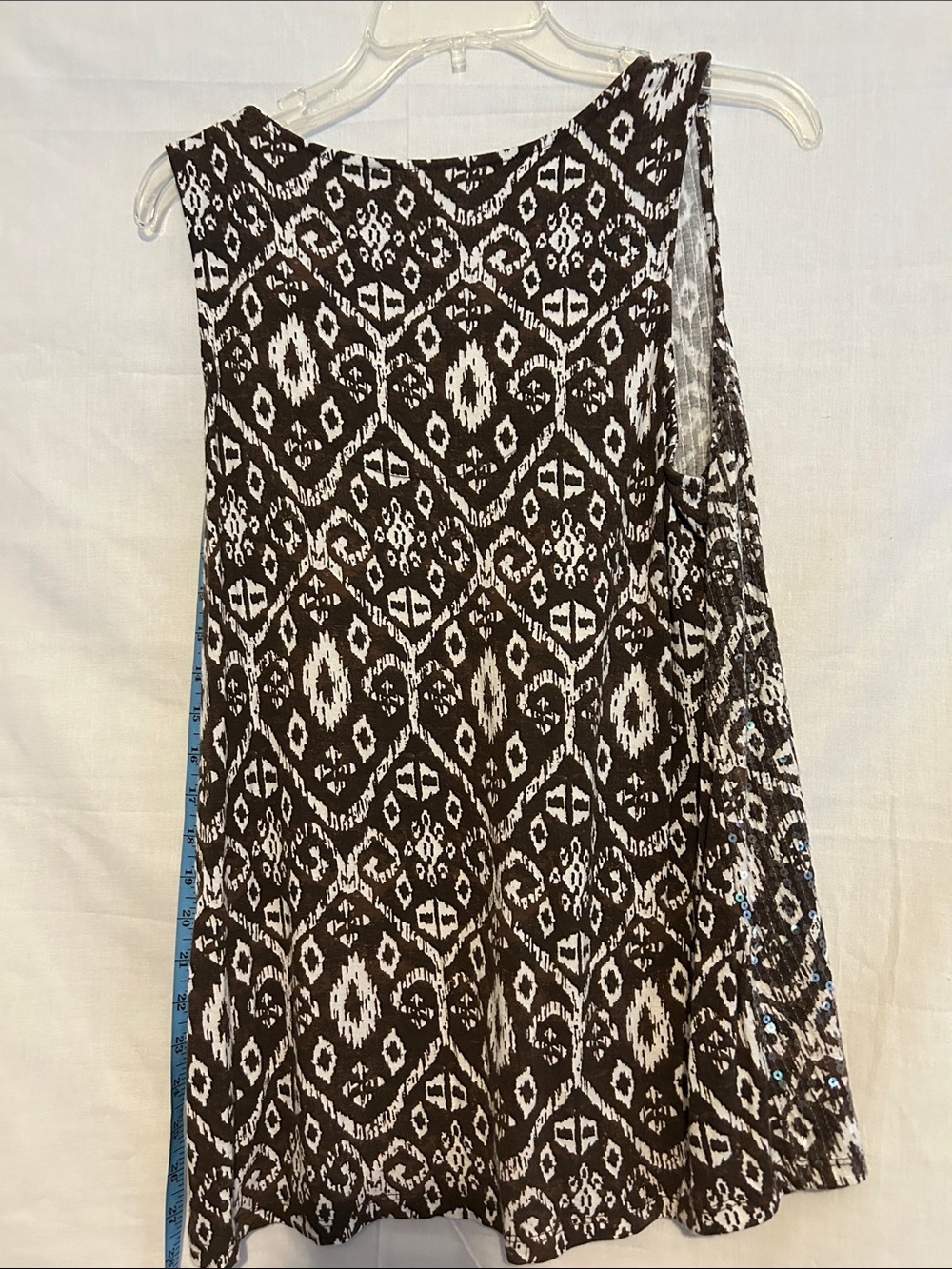 Charter Club Brown and White Sequin Sleeveless Top